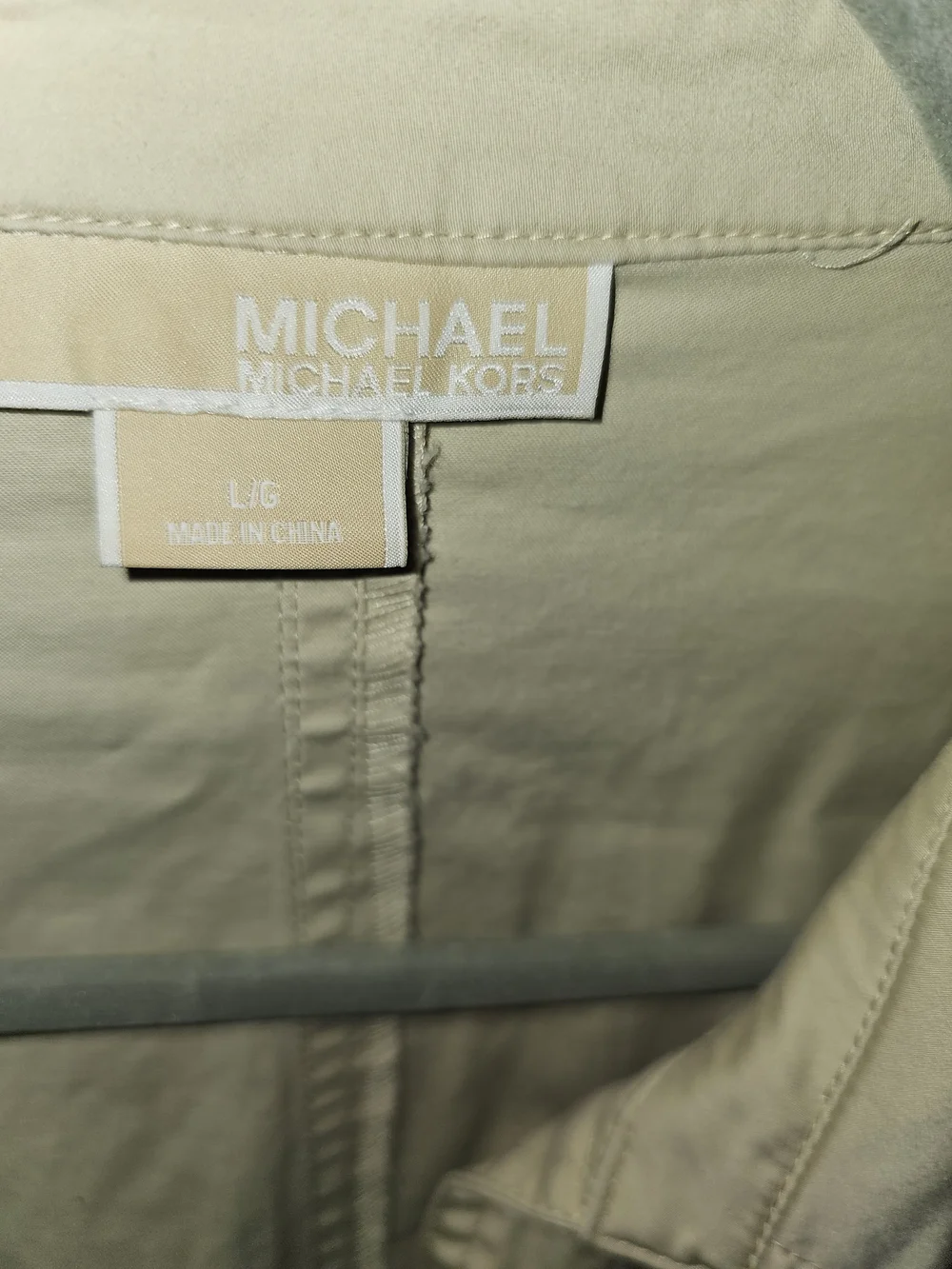 Michael Kors Womens Short-Sleeve Button Front Trench Coat Style Dress - Khaki L